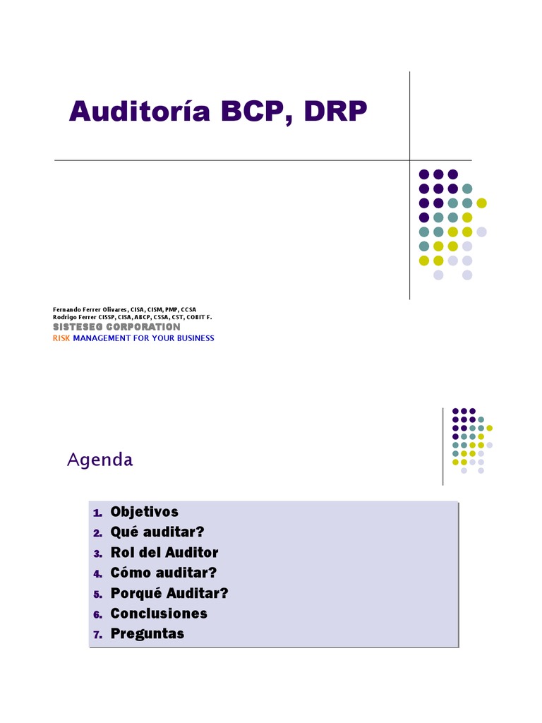 Auditoría de Planes de Continuidad BCP | PDF | La seguridad informática ...