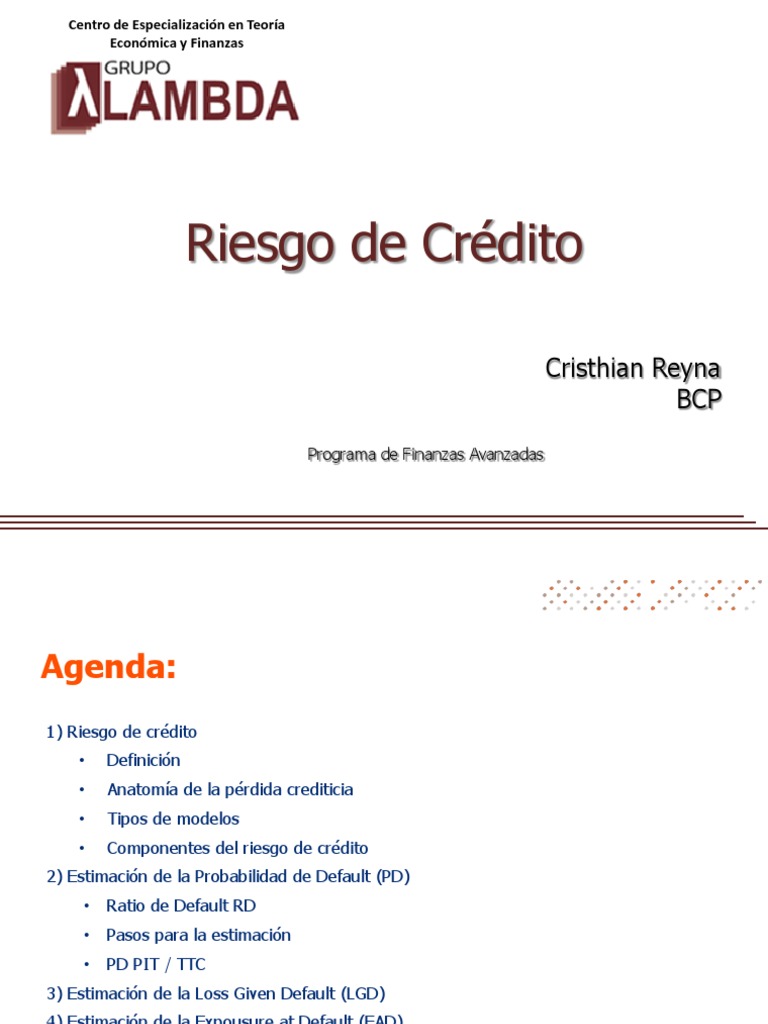 Curso Riesgo De Credito Pdf Riesgo Crediticio Capital Economía