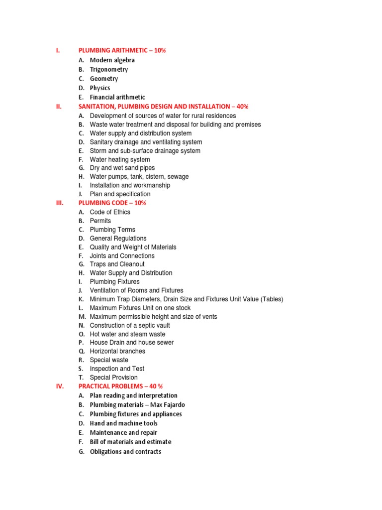 Master Plumber Exam Coverage (Philippines) | PDF | Plumbing | Storm Drain
