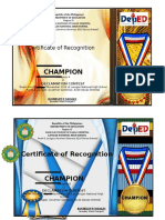 Lavigan National High School Declamation Contest Champion Certificate