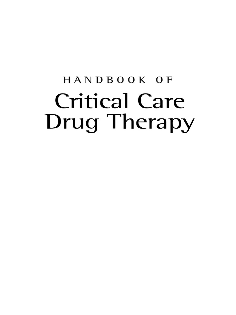 Handbook of Critical Care Drug Therapy PDF | PDF | Shock (Circulatory ...