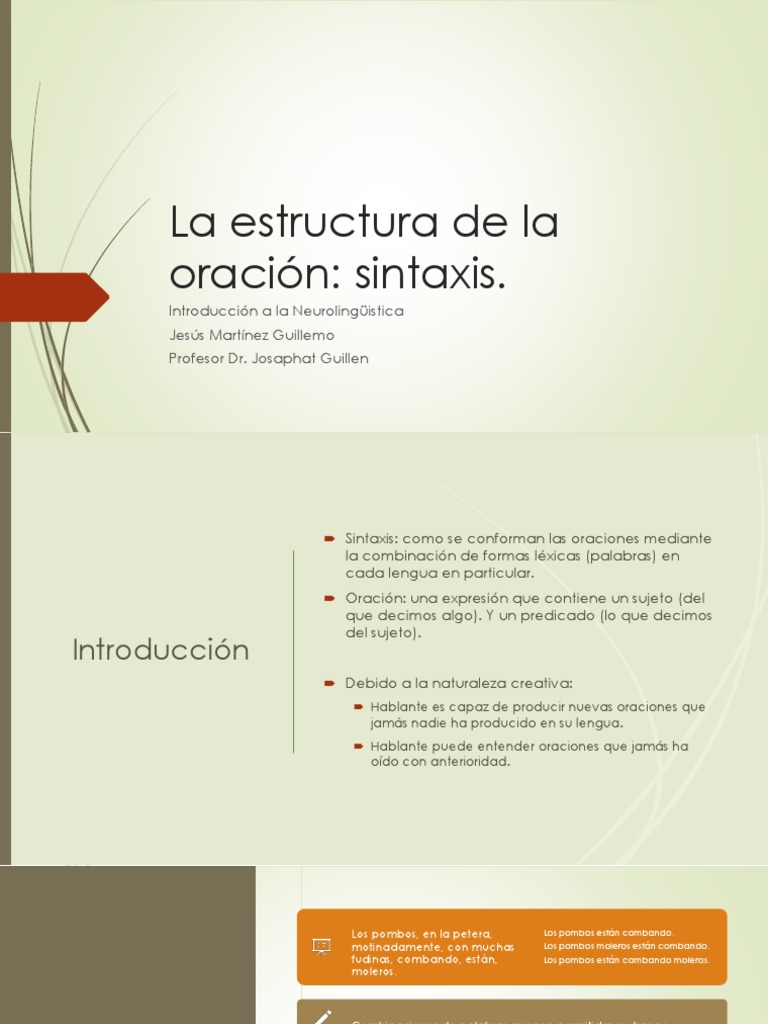 Estructura de La Oración | PDF | Oración (Lingüística) | Verbo