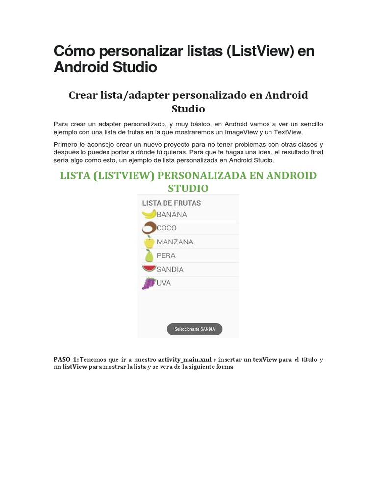 Personaliza ListView en Android Studio | PDF | Informática y tecnología ...