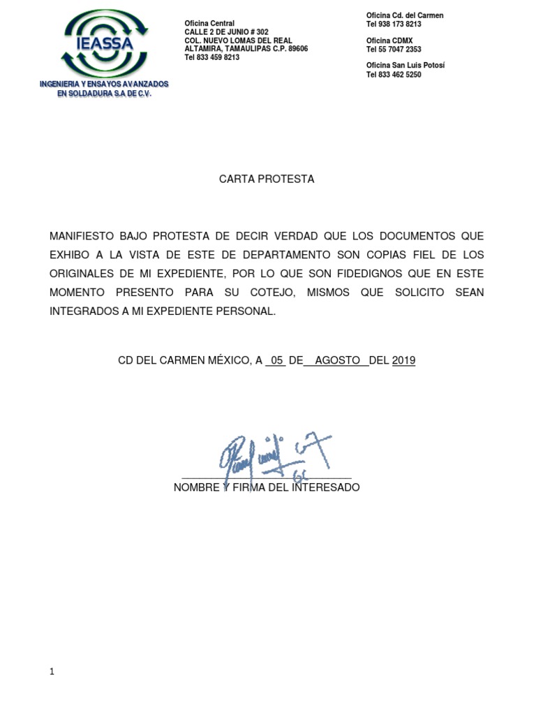 Carta Protesta | PDF