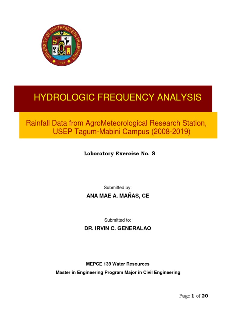 Hydrologic Frequency Analysis Pdf Flood Standard Deviation
