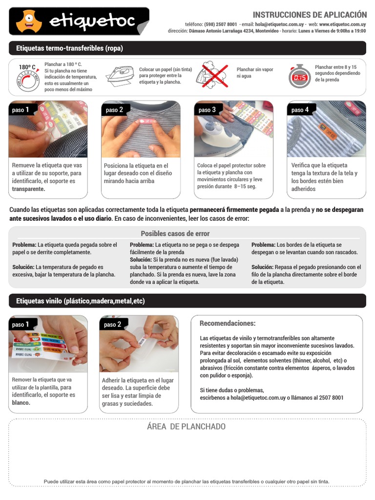 Instrucciones para Pegar Etiquetas Transfer | PDF | Papel | Materiales, image size:768x1024