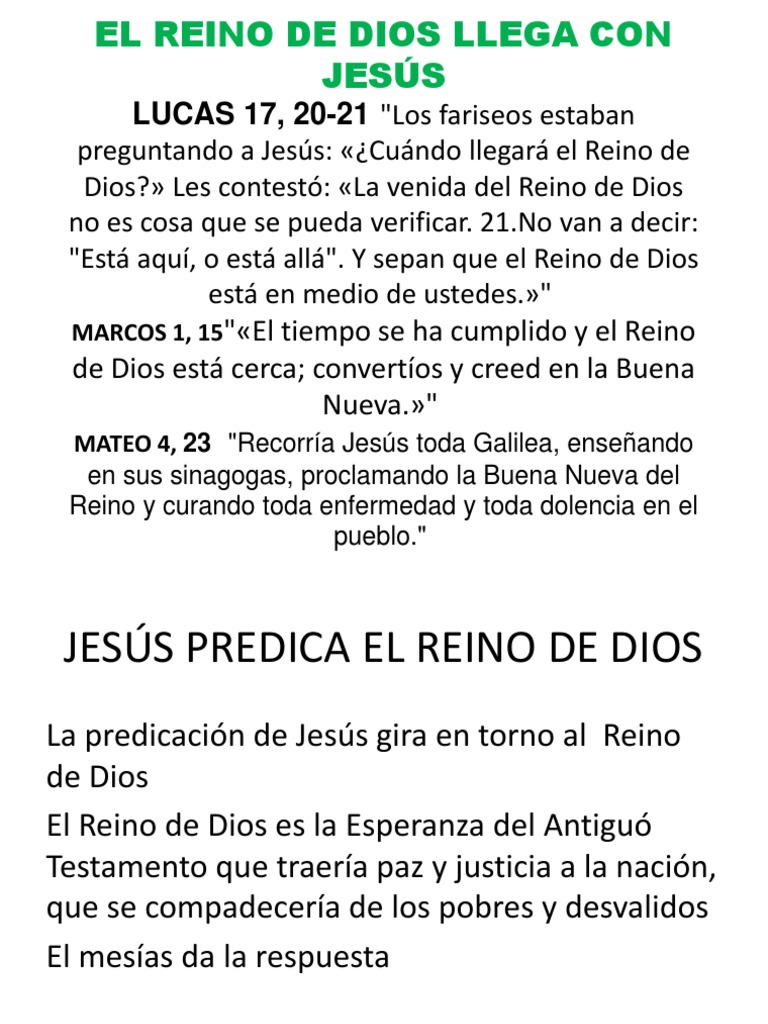 El Reino de Dios en Jesús: Mensaje y Presencia | PDF | Reinado y reino ...
