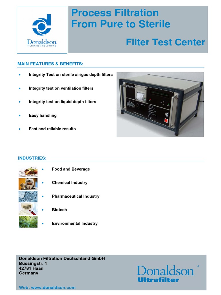 Filter Integrity Test Machine PDF Filtration Aerosol