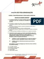 Prova Psicopedagogia e Educação Especial