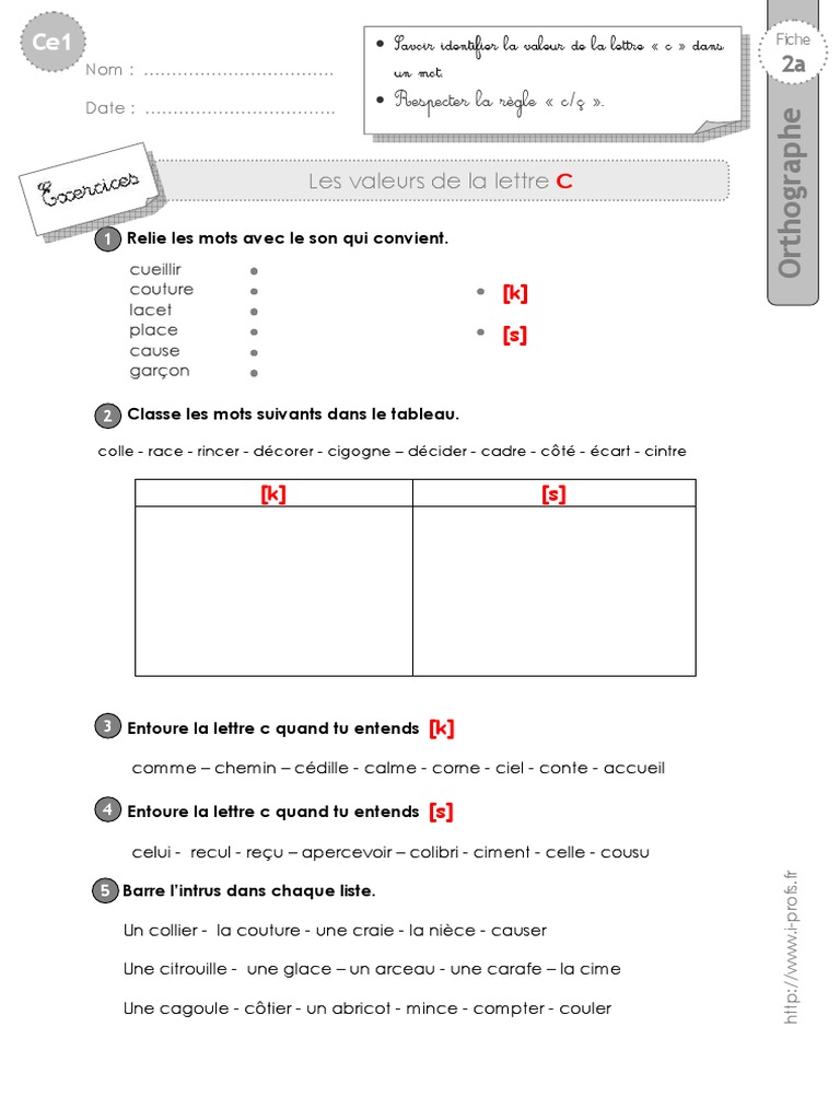 Les Valeurs De La Lettre G Ce2 Exercices Pdf Ce1 Exercices Lettre C PDF | PDF | Vision | Feuilles de style en cascade