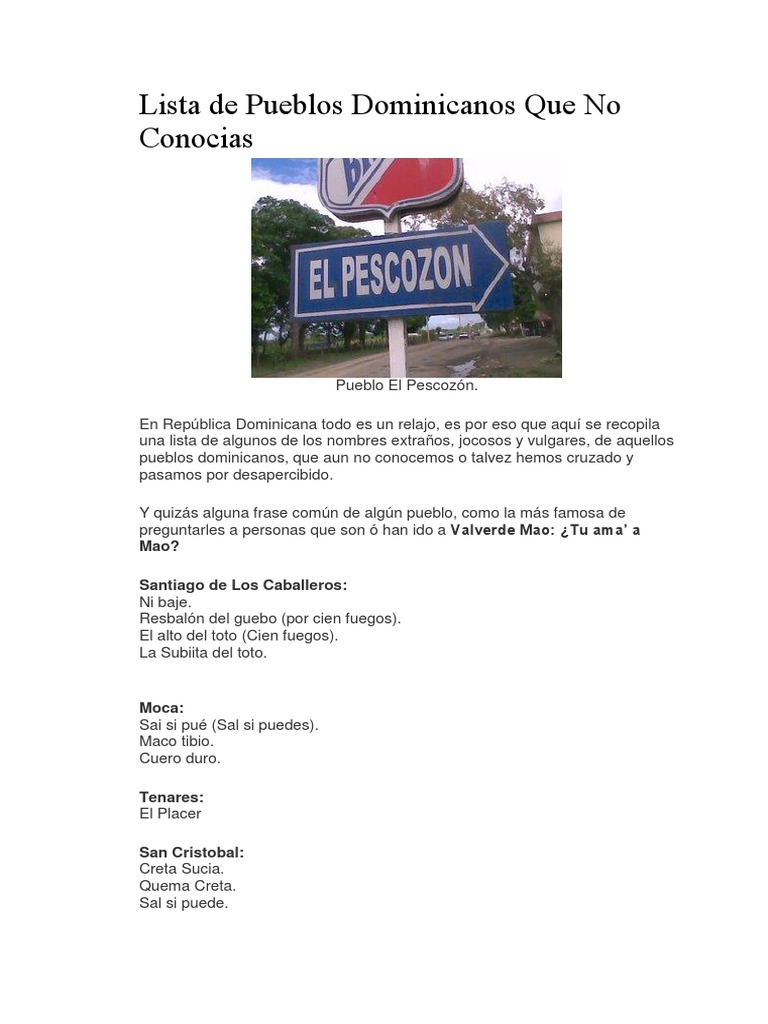 Lista de Pueblos Dominicanos Que No Conocias | PDF | Historia, image size:768x1024