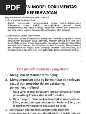 Komponen Model Dokumentasi Keperawatan