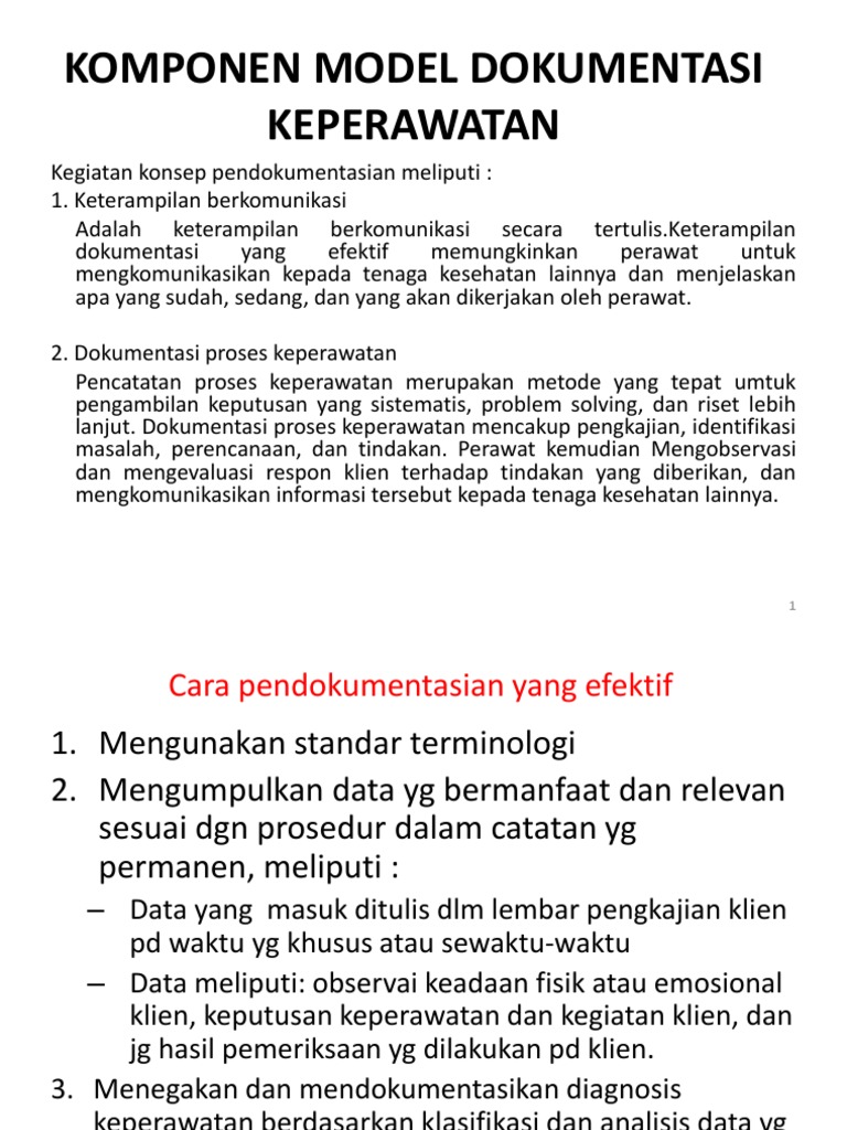 Komponen Model Dokumentasi Keperawatan