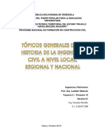 TÓPICOS GENERALES DE LA HISTORIA DE LA INGENIERÍA CIVIL A NIVEL LOCAL, REGIONAL Y NACIONAL