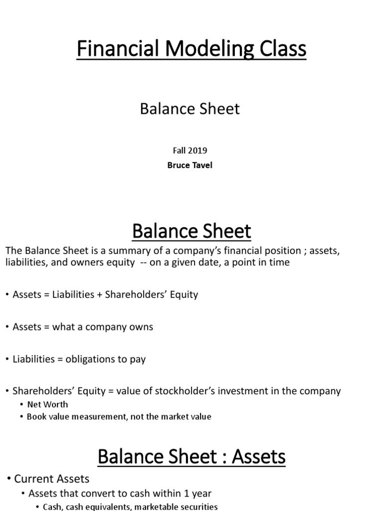 Fin Model Class1 Class2 Balance Sheet Slides | PDF | Balance Sheet ...