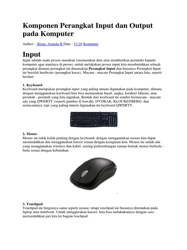 Komponen Perangkat Input Dan Output Pada Komputer | PDF | Game ...