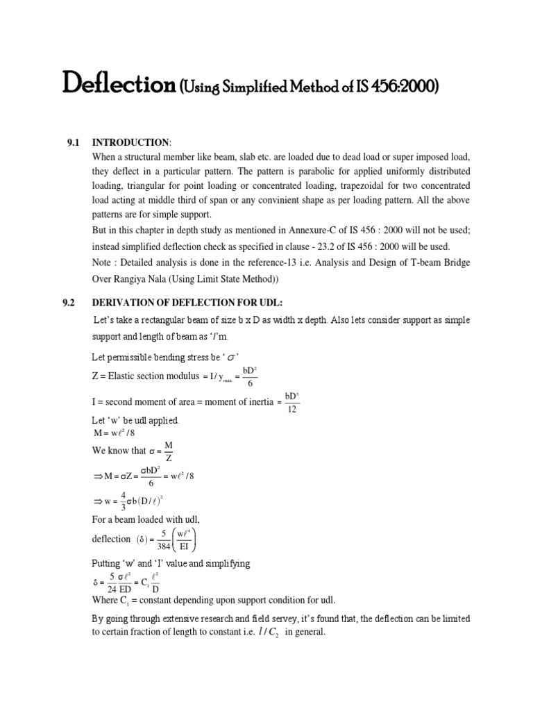 Simplified Deflection Check IS 456:2000 | PDF | Beam (Structure ...