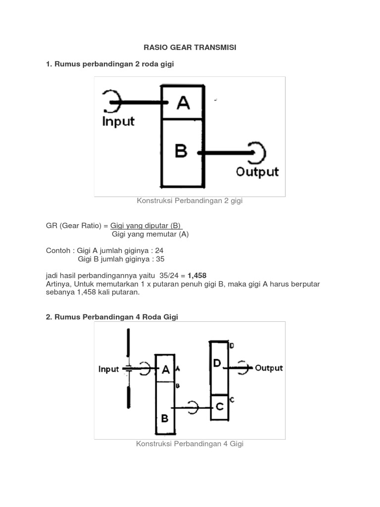 Rumus Perbandingan Rasio Gear Transmisi | PDF
