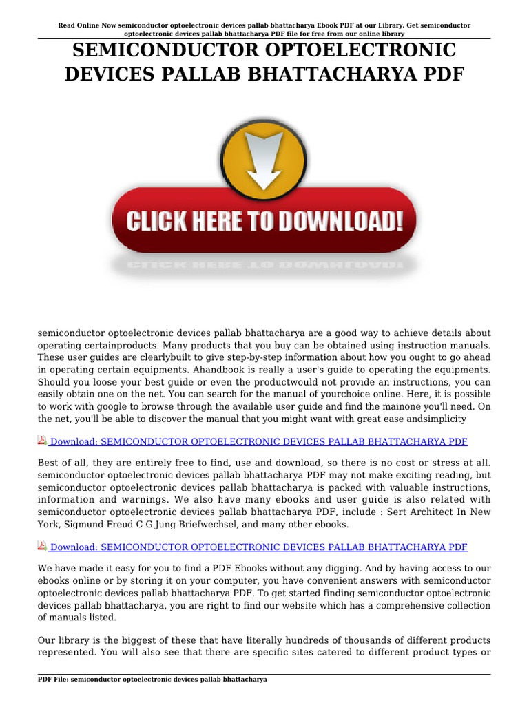 Semiconductor Optoelectronic Devices Pallab Bhattacharya PDF E