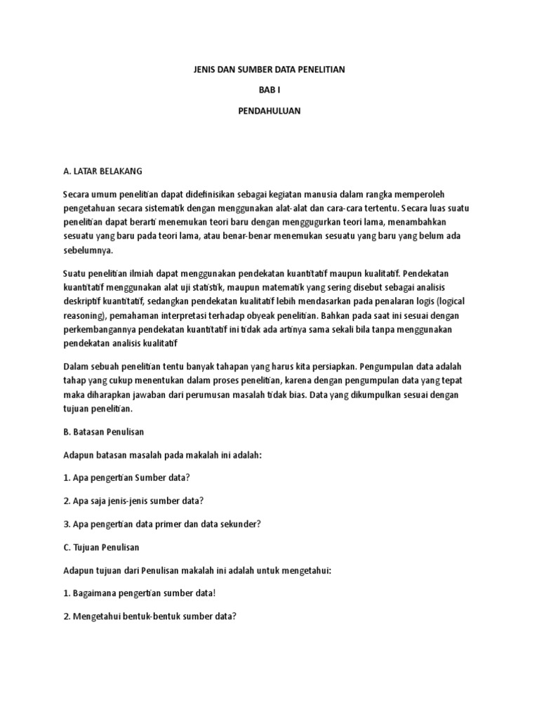 Makalah Jenis Dan Sumber Data