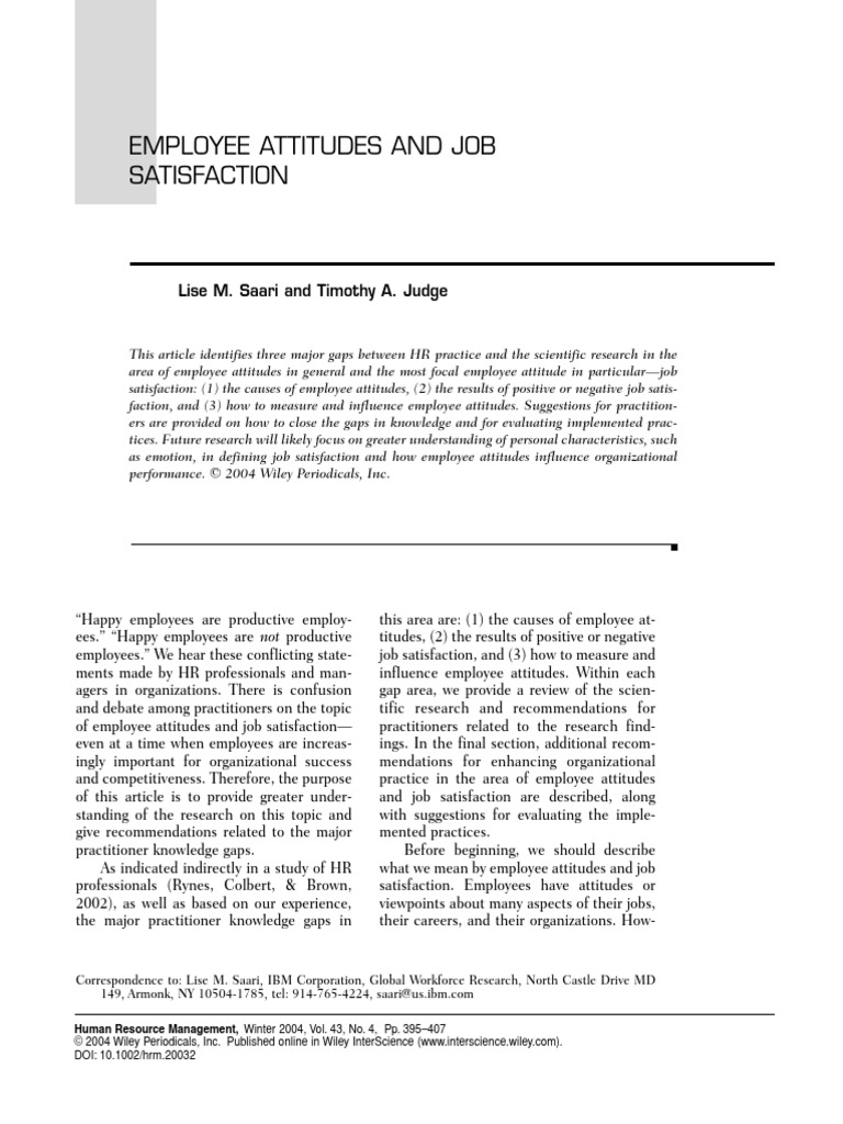 Understanding Employee Job Satisfaction | PDF | Job Satisfaction ...