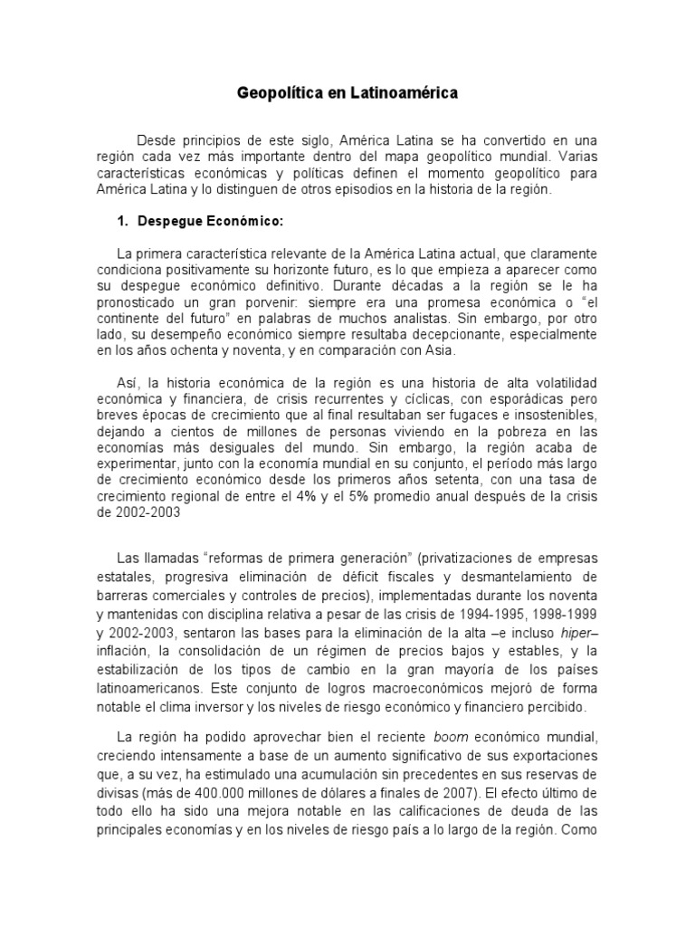Geopolítica en Latinoamérica | PDF | America latina | Vehículos de ...