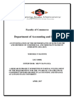 An Investigation of The Determinants of Bank Failure and Distress of Commercial and Merchant Banks in Zimbabwe (2011-2015)