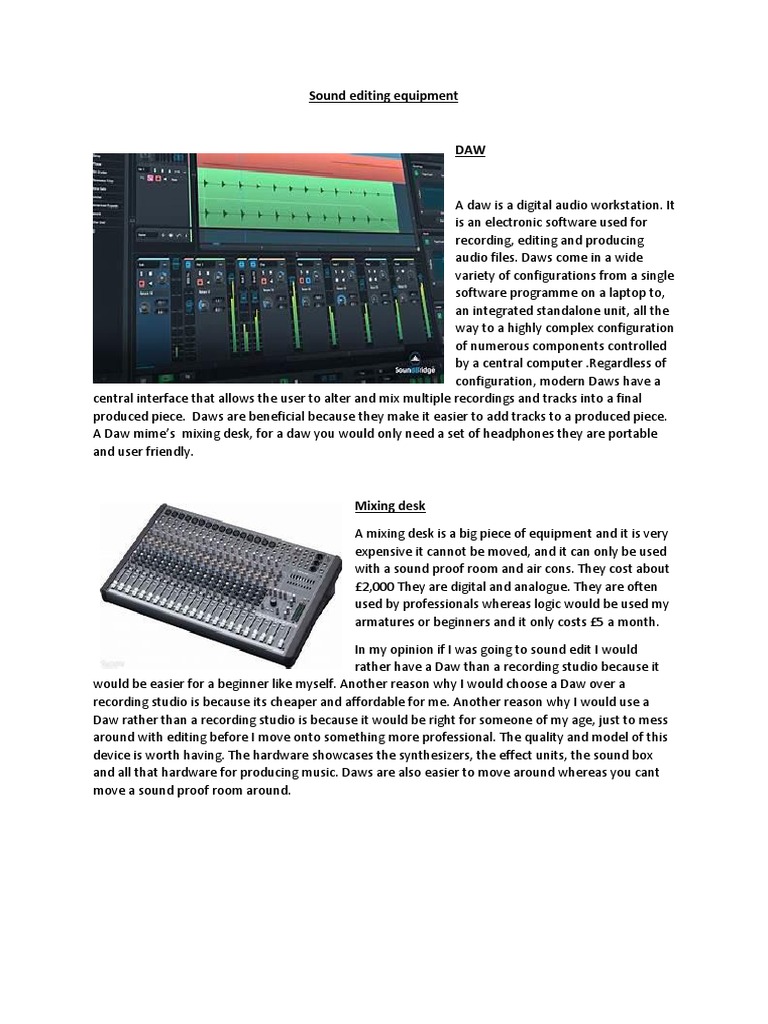 Sound Editing Equipment PDF Audio Engineering Recording