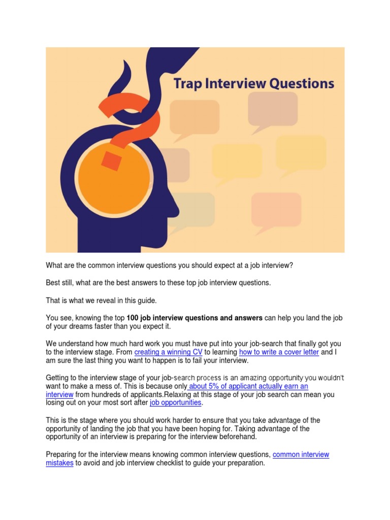Top 100 Common Interview Questions and Best Answers PDF Job
