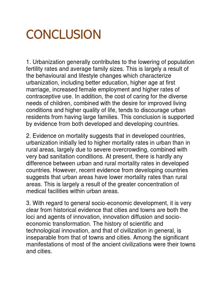 conclusion for urbanization essay