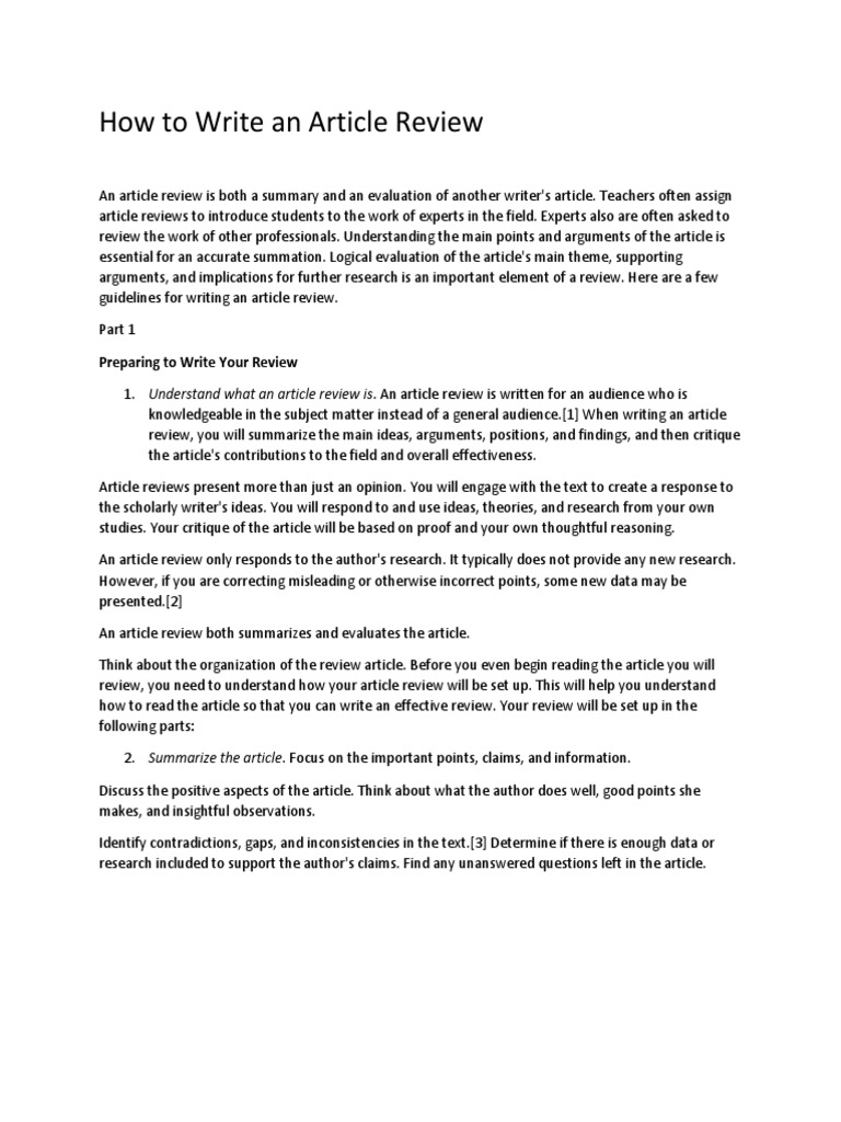 How To Write An Article Review PDF Writers Theory