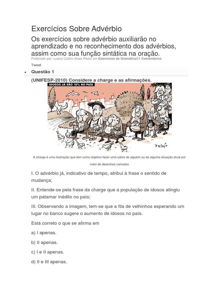 Exercícios Práticos sobre Advérbios | PDF | Substantivo | Palavra