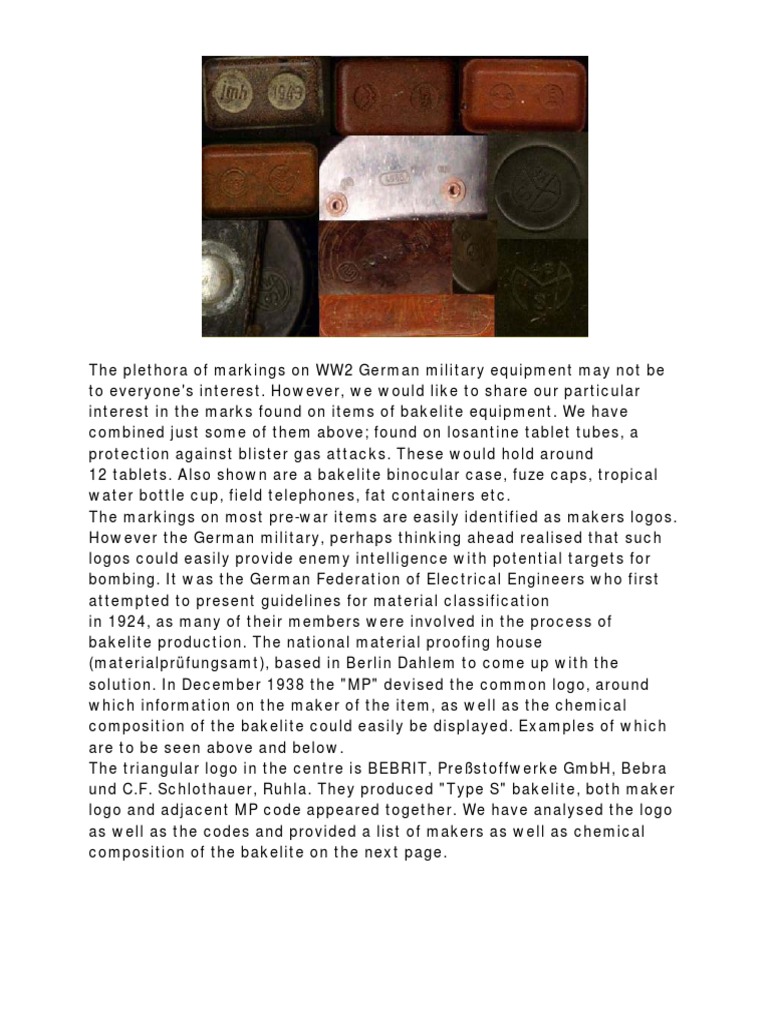 Marquages Codes Allemands Sur Les Bakelites Wood Products Building Materials