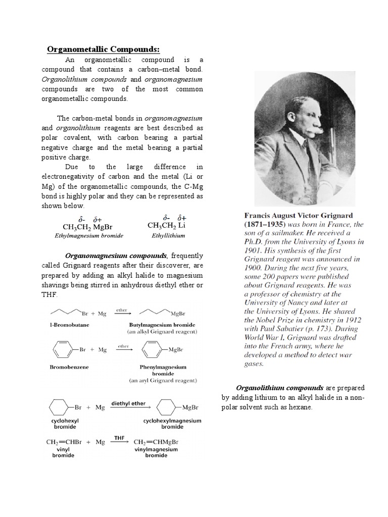 Overview of Organometallic Compounds | PDF