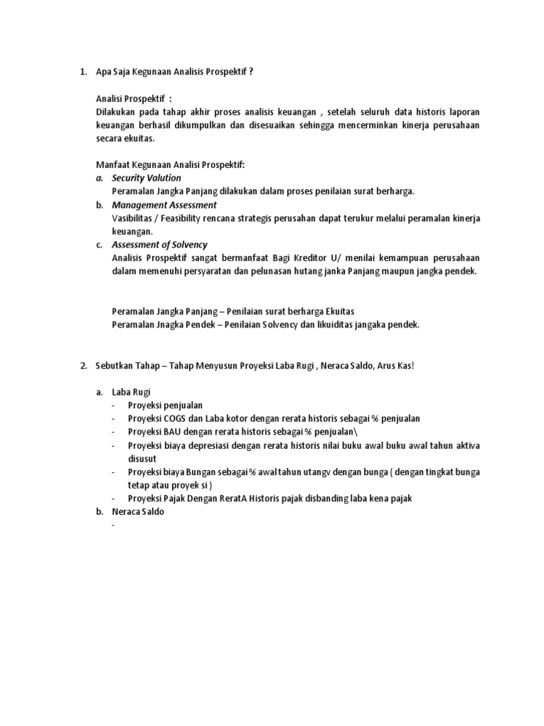 Apa Saja Kegunaan Analisis Prospektif