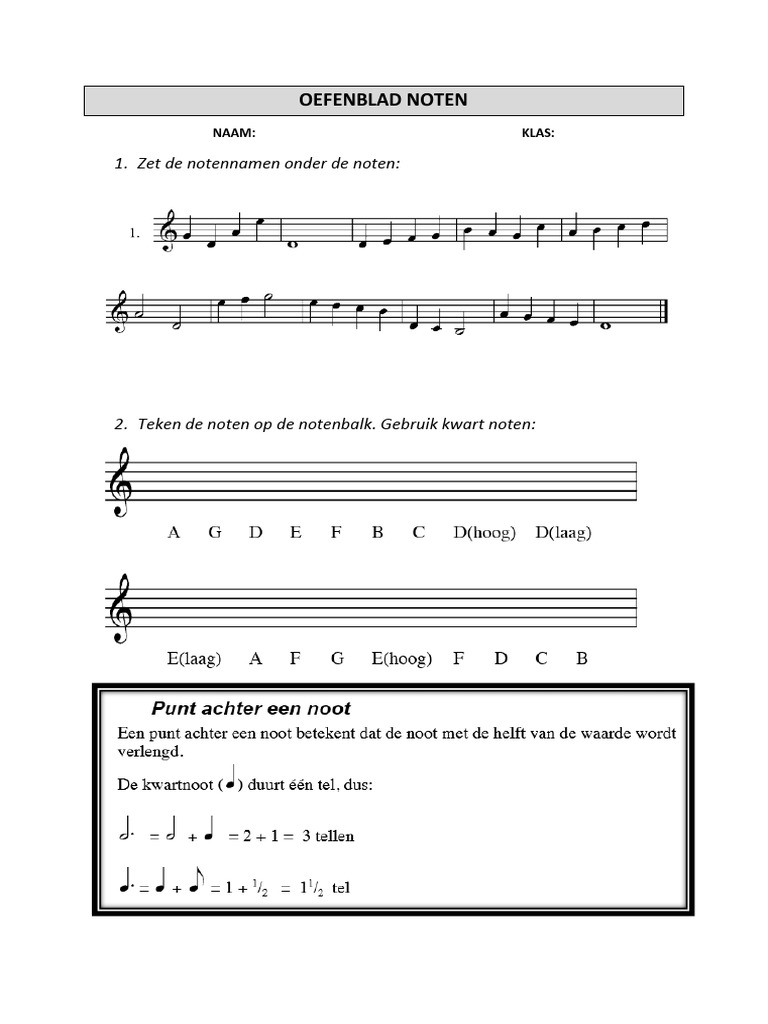 Oefenblad Noten | PDF