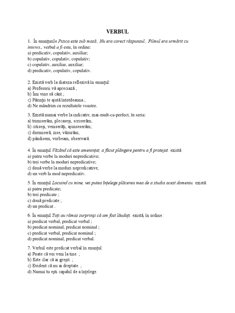 VERBUL Test Grila | PDF