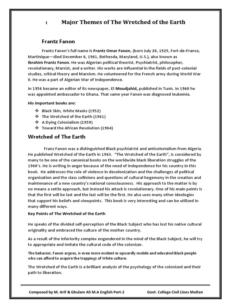 Frantz Fanon Wretched Of The Earth Pdf Frantz Fanon