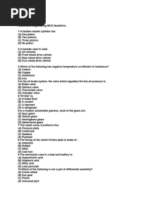 Automobile Engineering MCQ Questions