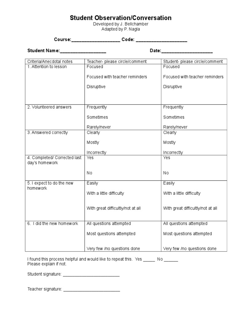 Student Observation | PDF | Career & Growth | Language Arts & Discipline
