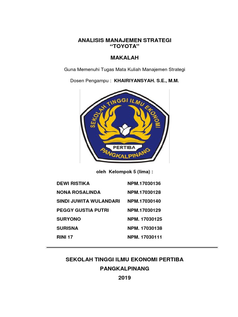 Makalah Manajemen Strategik Toyota