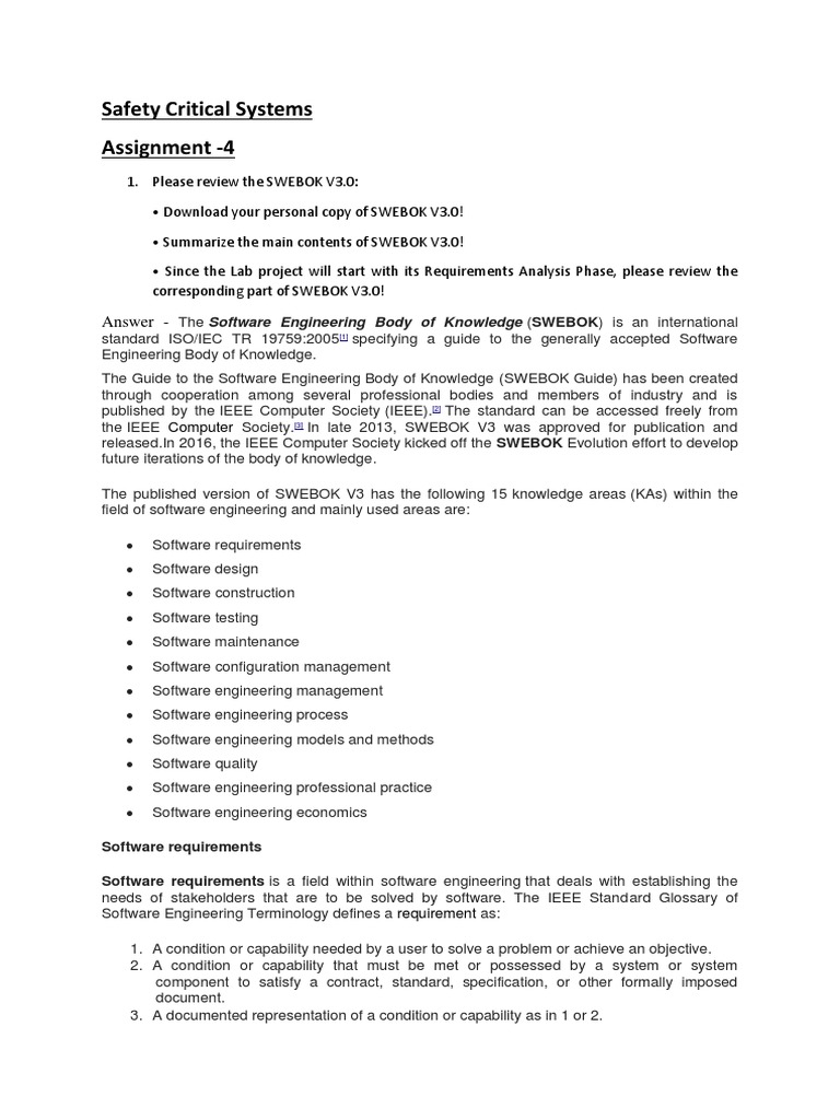 Safety Critical Systems Assignment 4 PDF | PDF | Software Development ...
