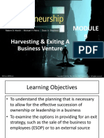 Module 9 - Harvesting & Exiting A Business Venture