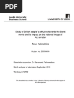 Download Dissertation MSc Management - Study of British Peoples Attitudes Towards the Borat Movie and Its Impact on the National Image of Kazakhstan by Assel Serikovna SN43826252 doc pdf