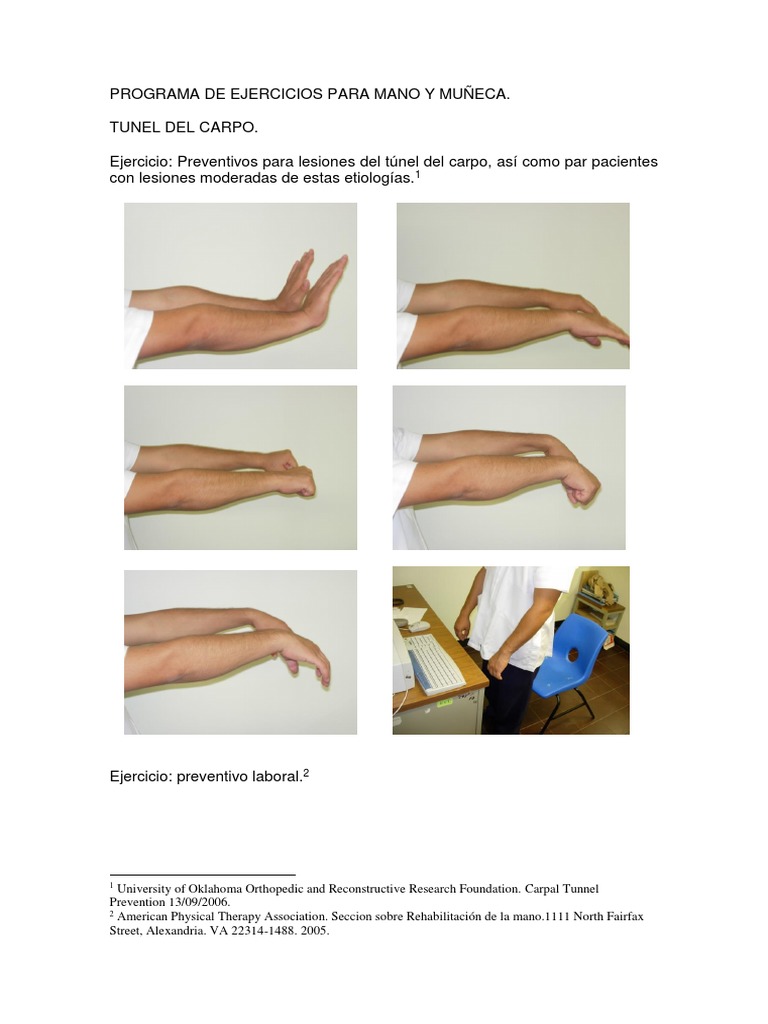 Programa de Ejercicios para Mano y Muñeca | PDF