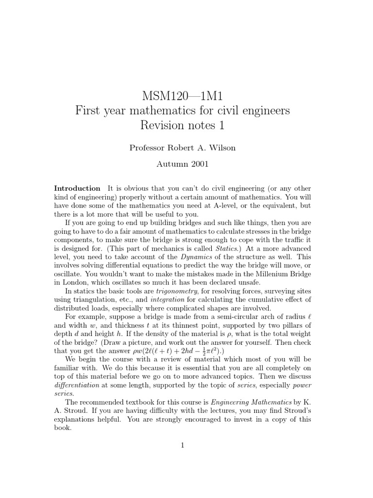 Civil Engineering Math Revision Notes | PDF