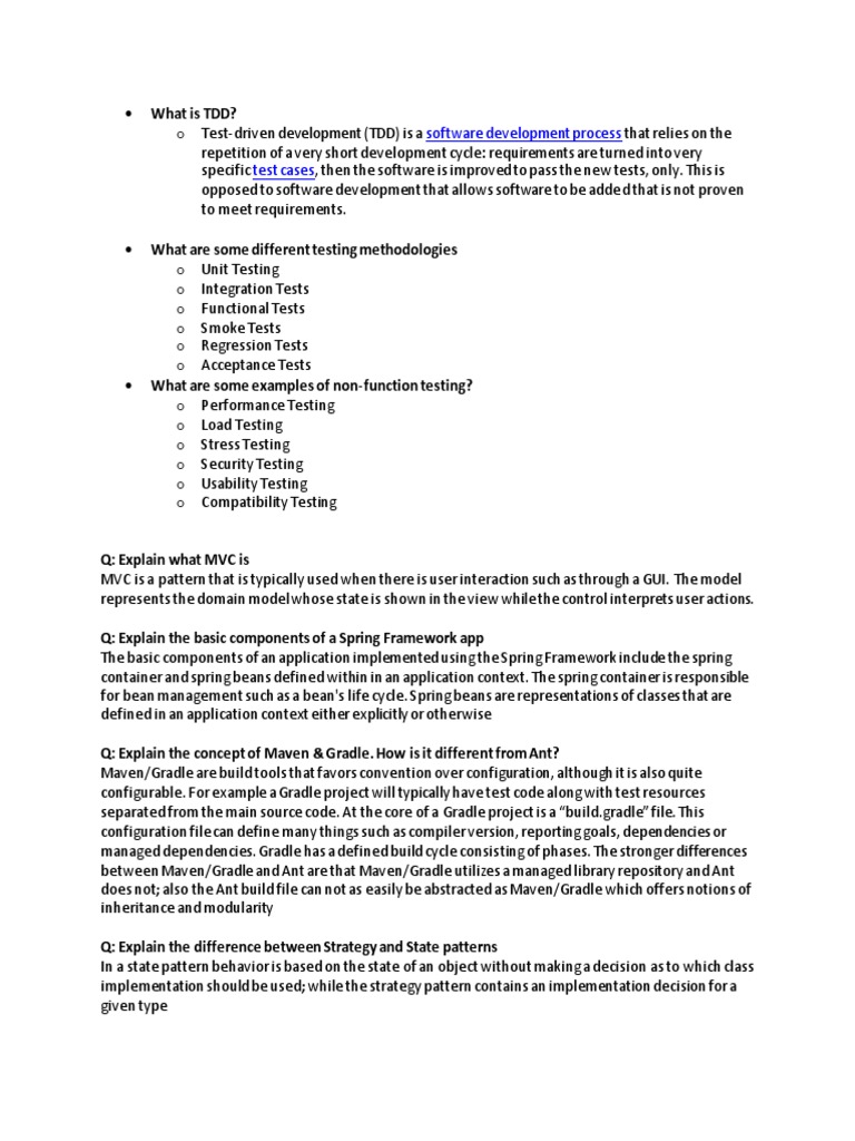 JAVA Developer Interview Questions | PDF | Software Testing | Soap