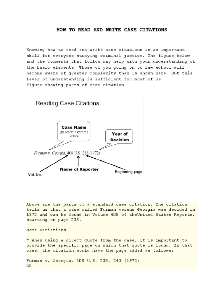 Understanding Case Citations | PDF | Case Citation | Furman V. Georgia