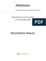 Resultados Centroamericano de Atletismo Máster Costa Rica 2018