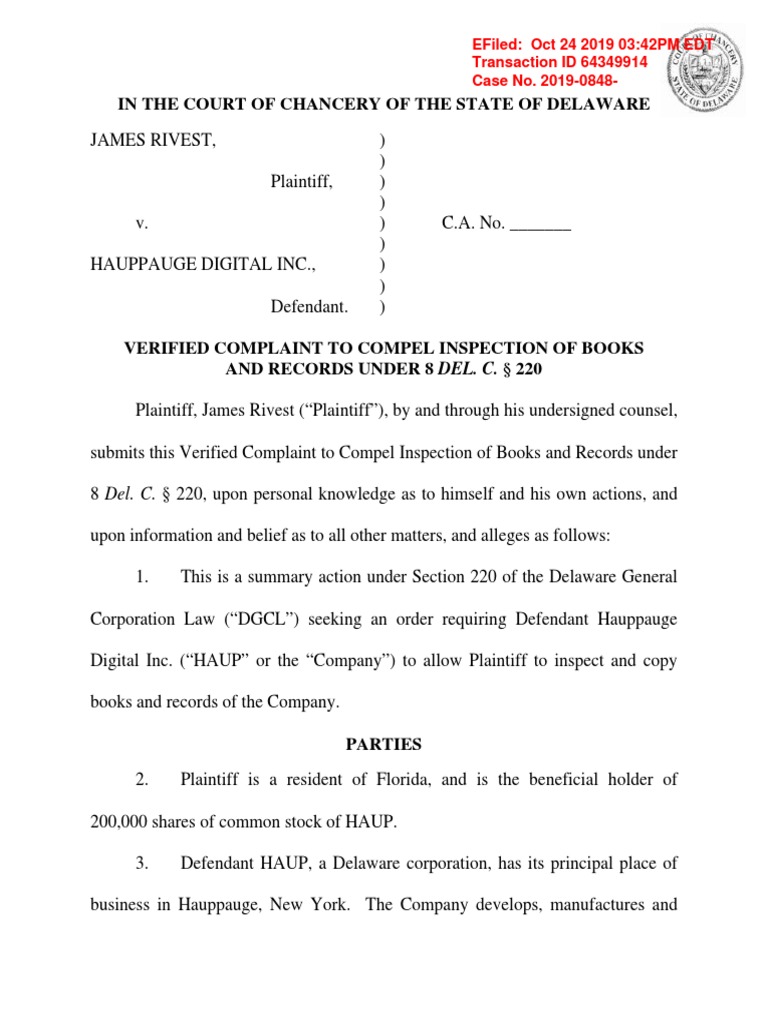 haup-220-complaint-pdf-delaware-general-corporation-law